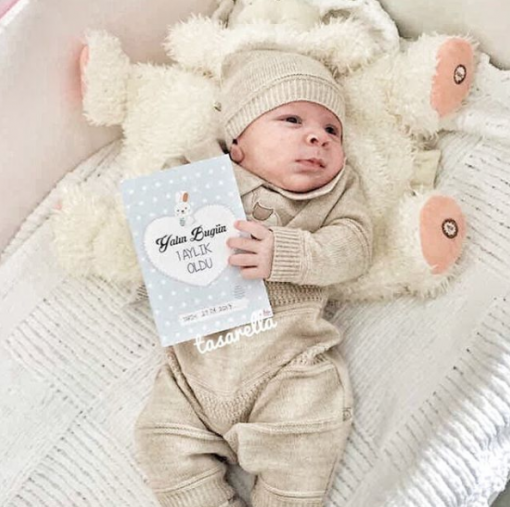 12 Aylık Erkek Bebek Anı Hatıra Kartları