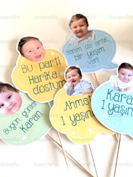 Konuşma Balonu Şapka ve Cupcake Süsü Kiti