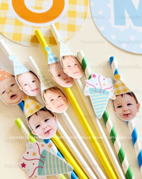 Renkli Fotoğraf Temalı Pipet Süsü