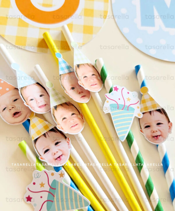 Renkli Fotoğraf Temalı Pipet Süsü