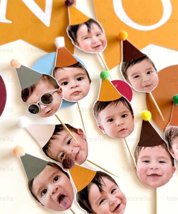 Fotoğraflı Ponpon Temalı Cupcake Süsü