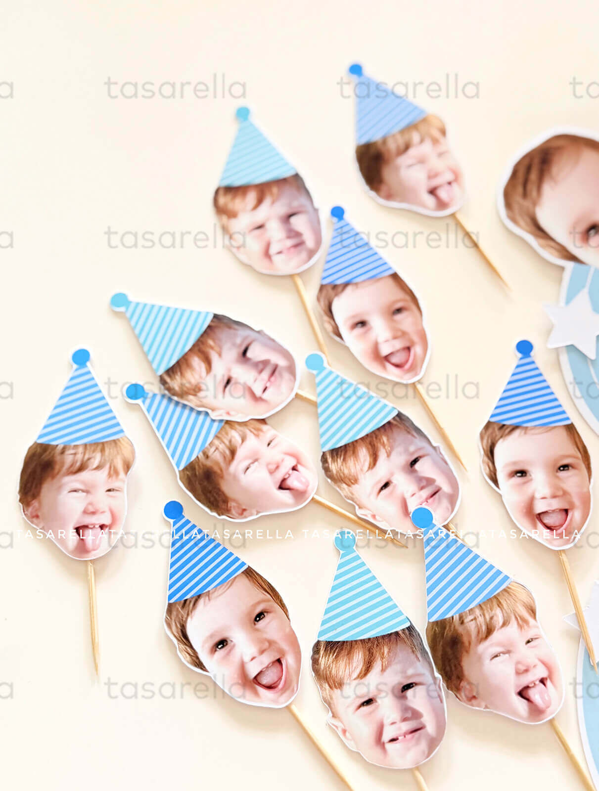 mavi temali cupcake süsü