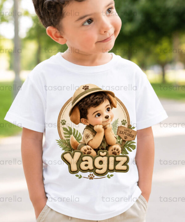 Safari Köpek - Kişiye Özel Fotoğraflı Çocuk Tişörtü