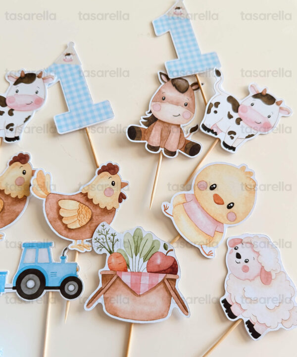 Sevimli Çiftlik Temalı Cupcake Süsleri