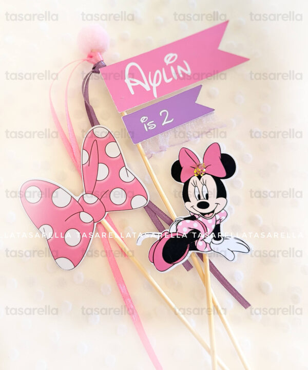 Süslü Minnie Temalı Özel Pasta Süsü