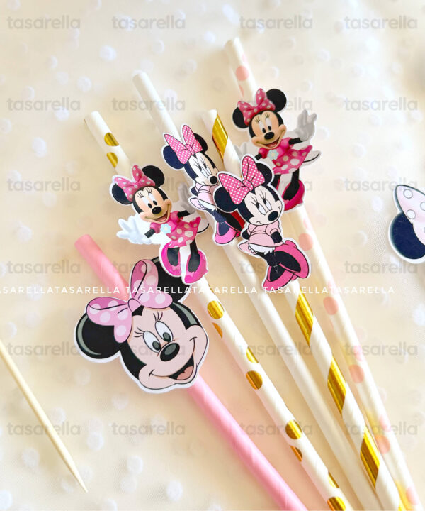 Süslü Minnie Temalı Pipet Süsleri